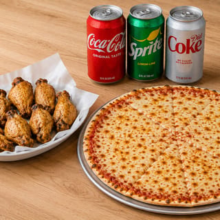 1 Large Pizza 14'' + 10 Wings + 3 Soda Cans